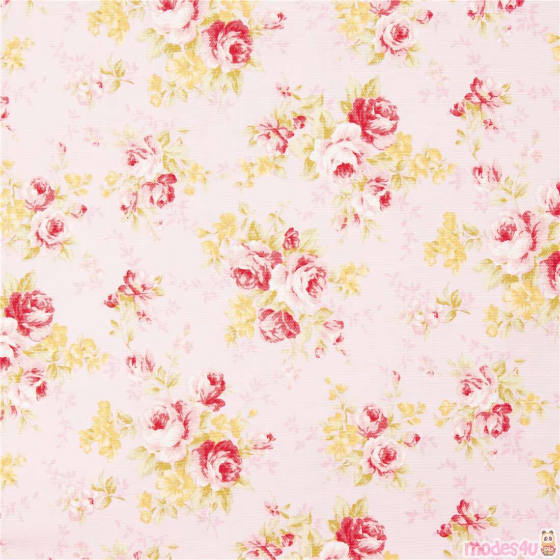 Tumbling Vintage Blushing Rose Bunches Fabric