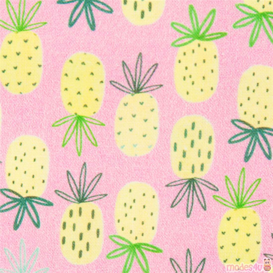 Rosa Stoff mit tropischen Früchten gelbe Ananas Stoff