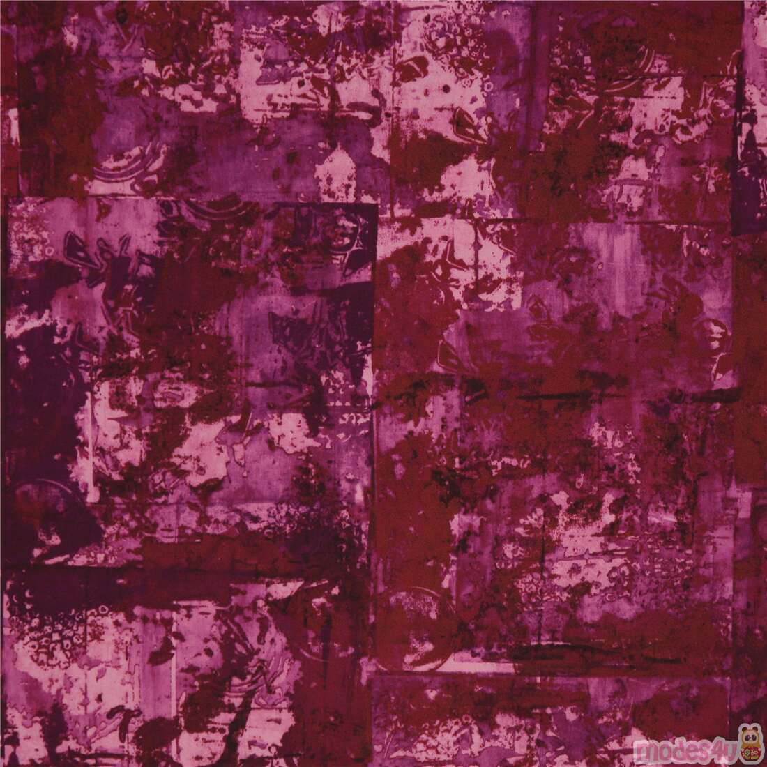 Abstract Paint Purple Red Swimwear Fabric