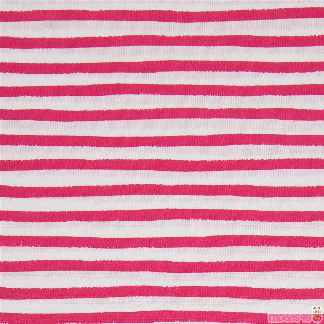 Magenta Pink Painted Wobbly Stripes Fabric