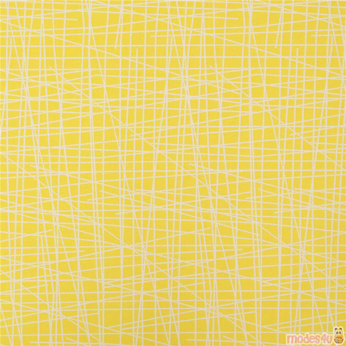 Scibbled Checkers Lines Yellow Fabric