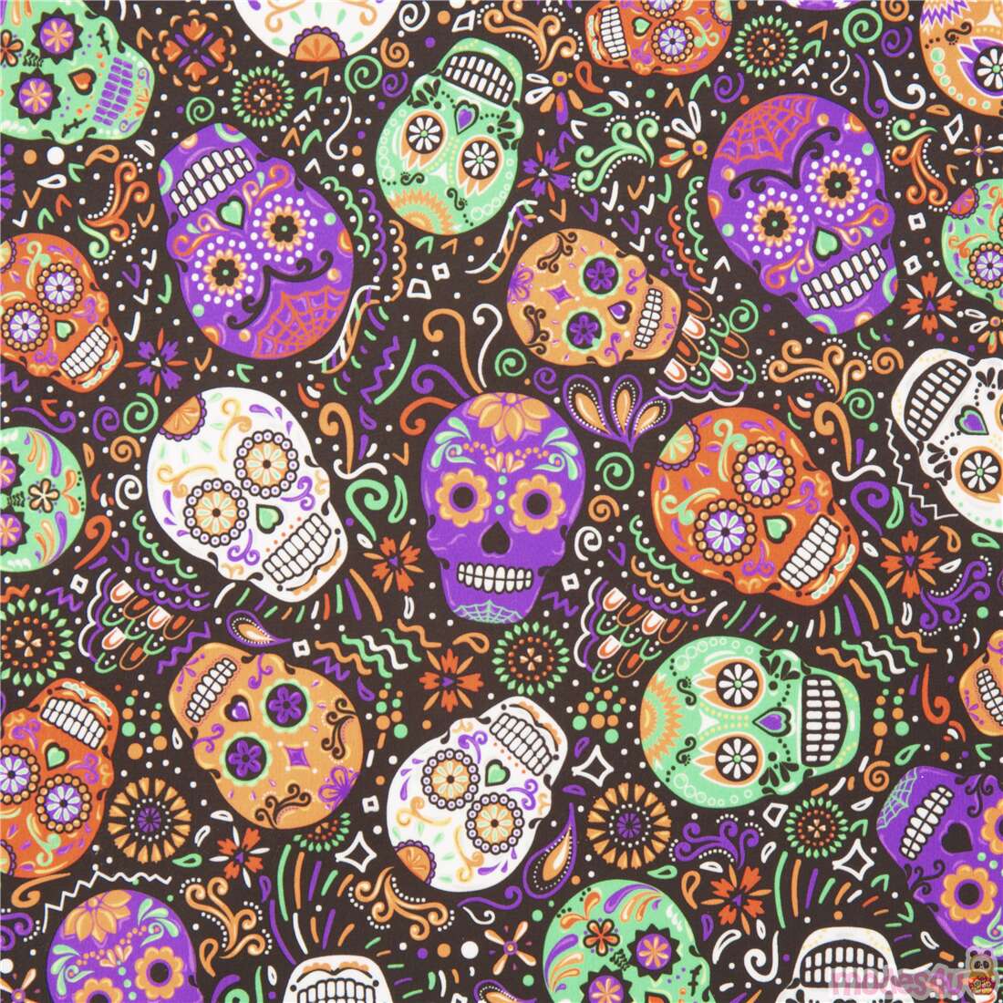 Colourful Sugar Skulls Super Soft Cuddly Fabric