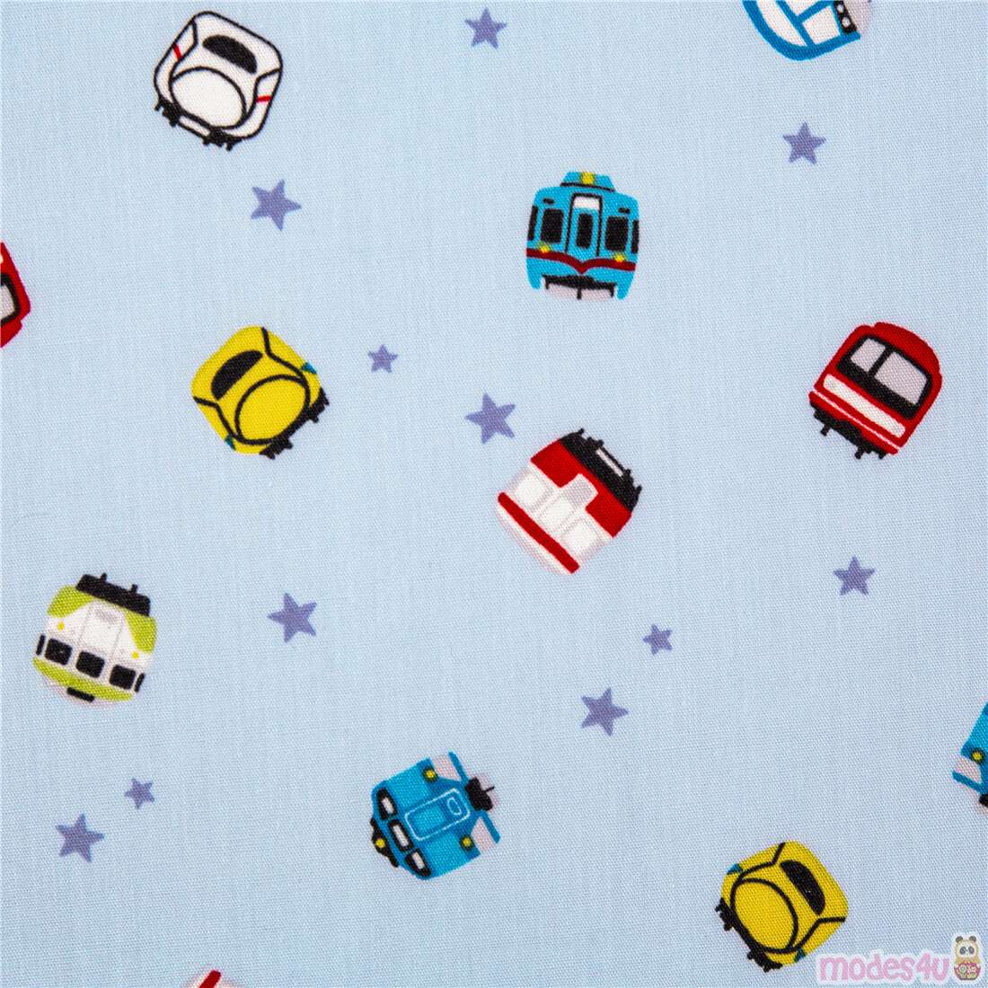Japan Shinkansen Railway Trains Stars Fabric