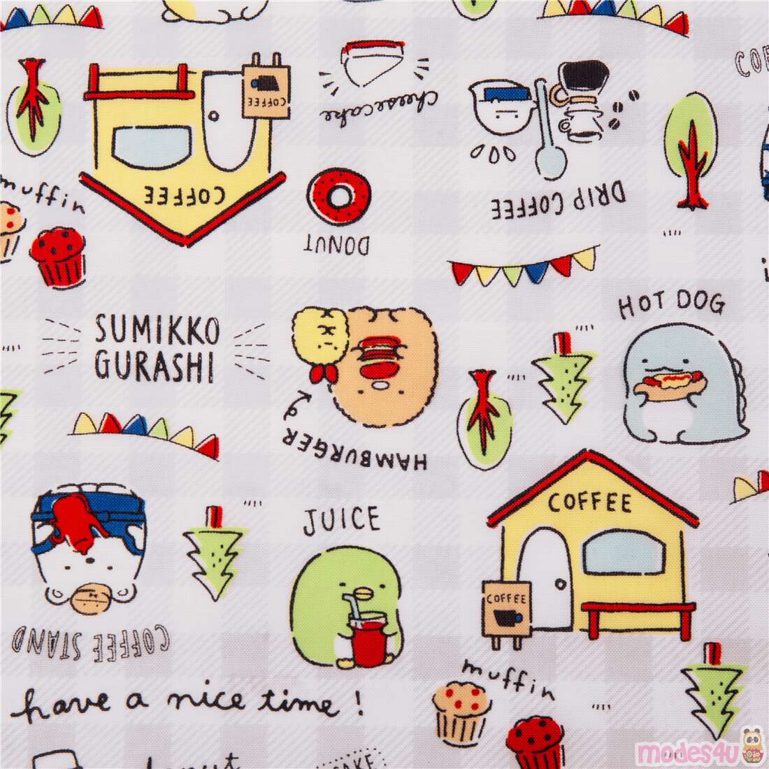 Sumikko Gurashi Gingham Water Resistant Fabric