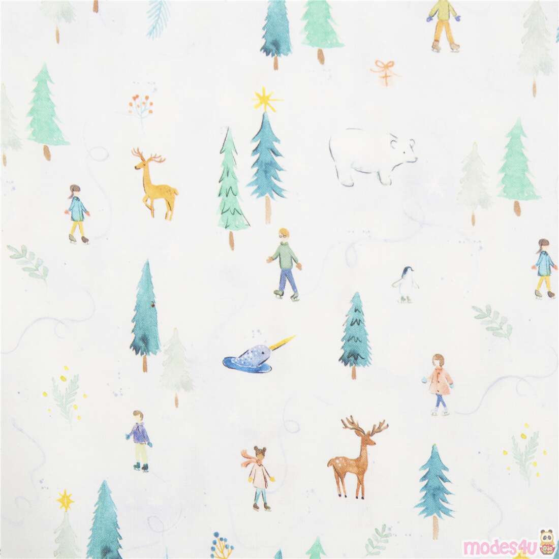 Baby Its Cold outside Skating People Animals Fabric