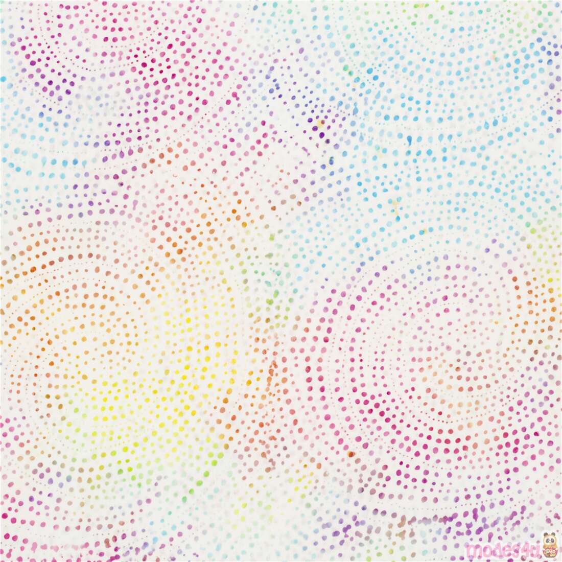 Batik Rainbow Dotty Spirals Tie-Dye Fabric