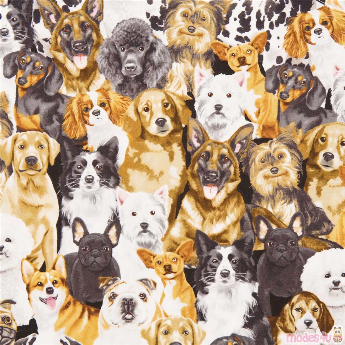 Packed Realistic Dogs Pet Expressions Poses Fabric