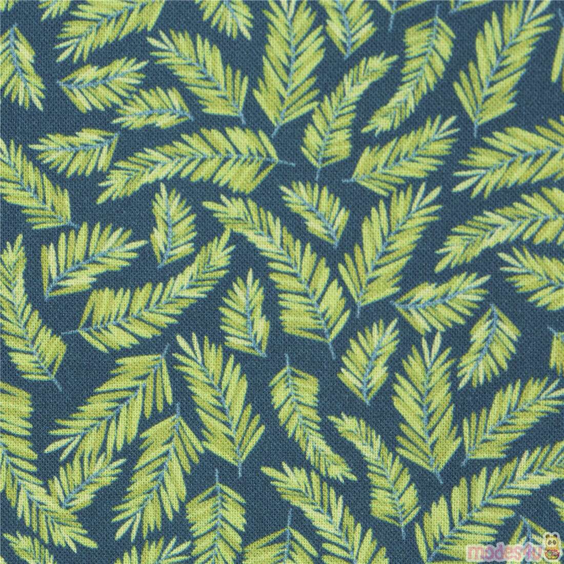Little Bit of Magic Natural Green Leaves Fabric