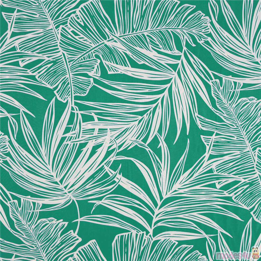 Emerald Green Tropical Leaf Fabric