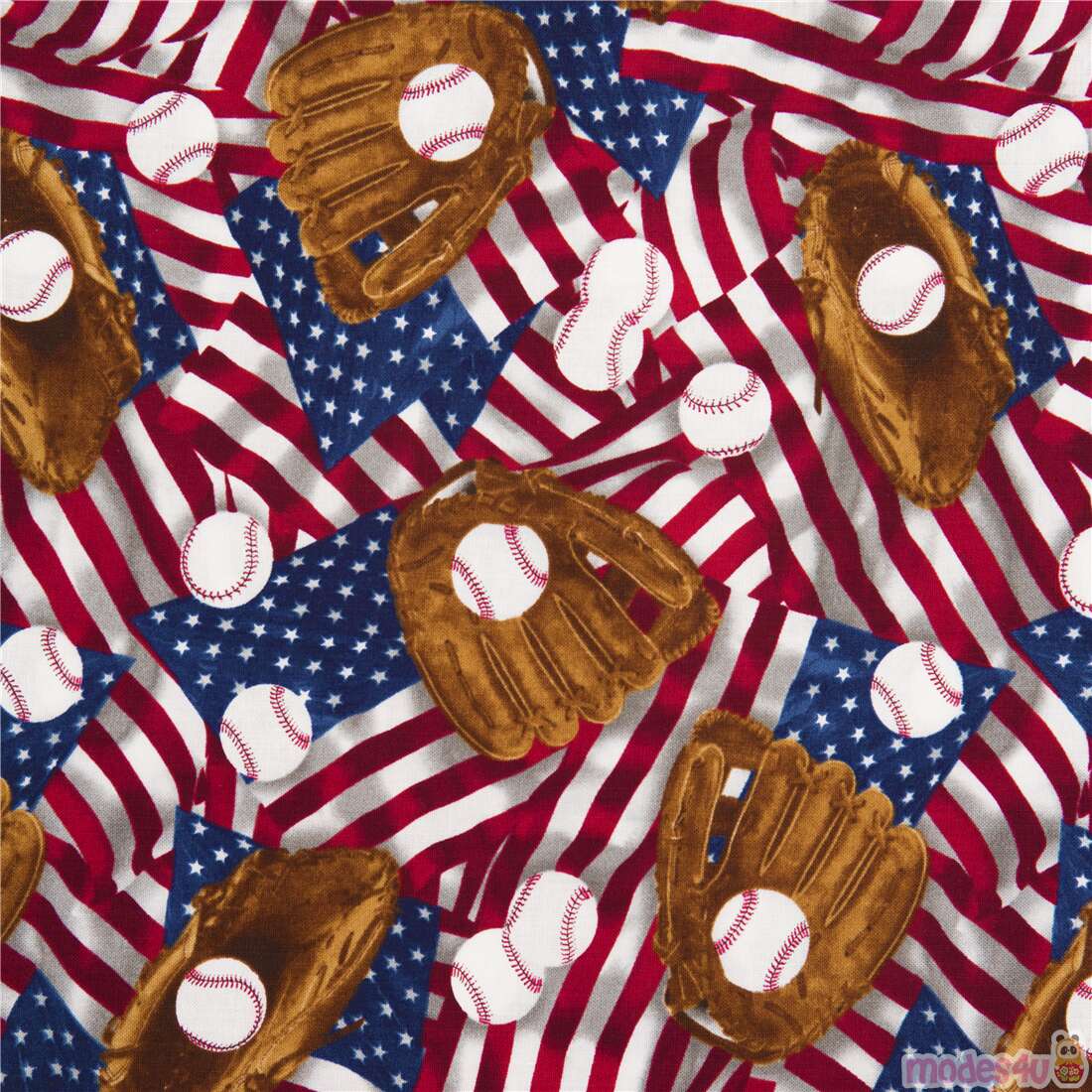 Patriotic American Flag Baseball Glove Fabric
