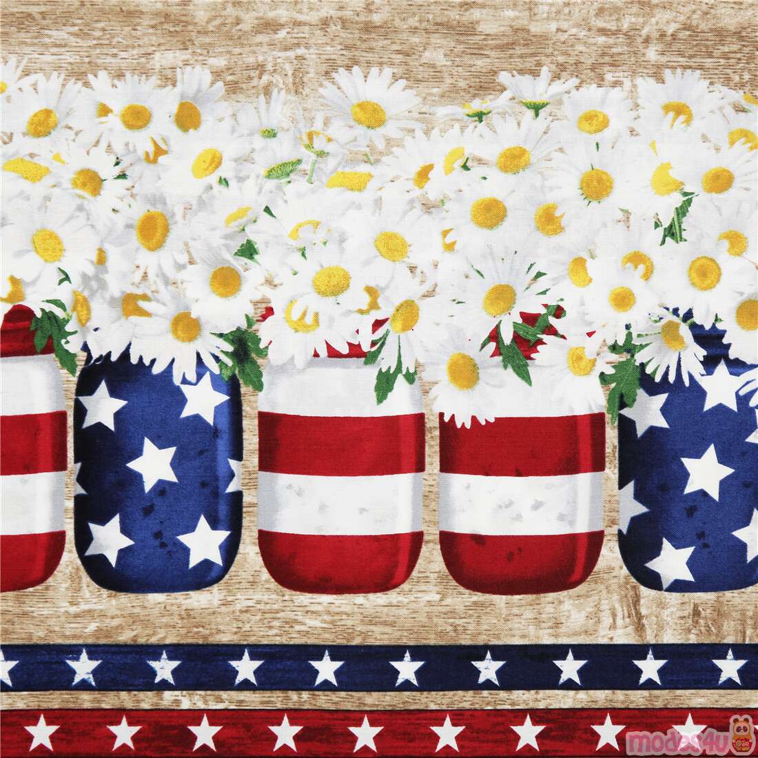 Patriotic Flag Stripe Vases Flowers Fabric