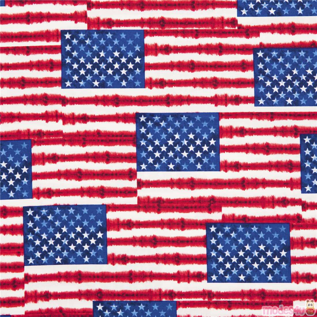 USA Patriotic Vibes Tie Dye Stacked Flag Fabric