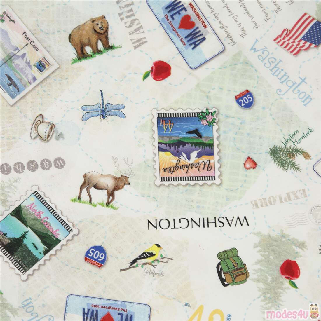 Washington Park Icon Stamps Travel Fabric