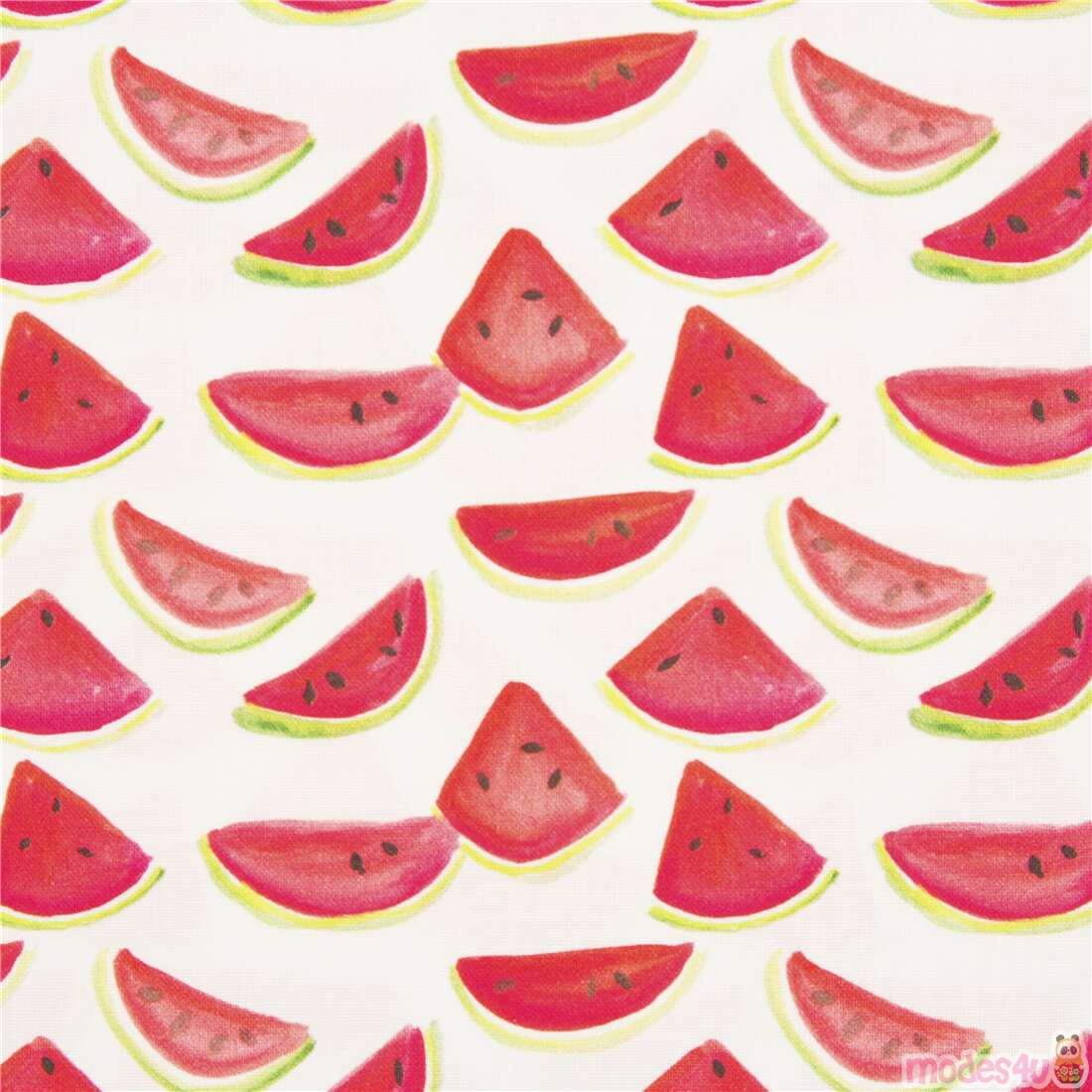 Wassermelonenspalten Aquarell Kunstwerk wei�er Baumwollstoff Stoff