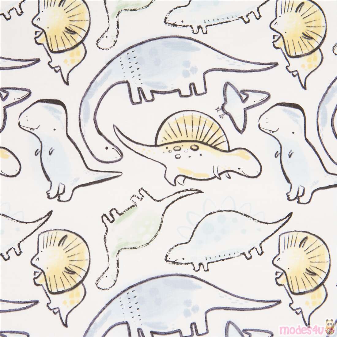 Cute Illustrated Pastel Dinosaurs Fabric