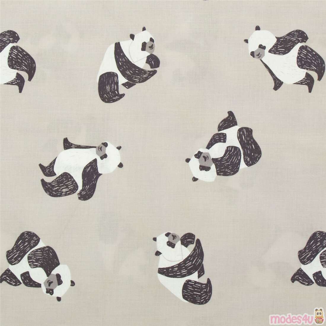 New Here Panda in Different Poses Fabric