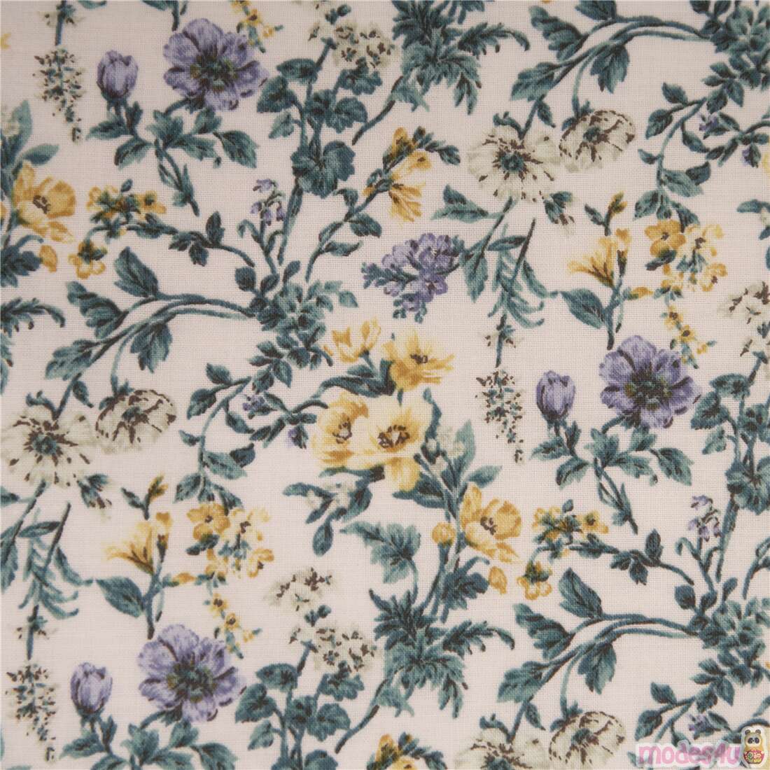 Vintage Small Lush Garden Flower Fabric