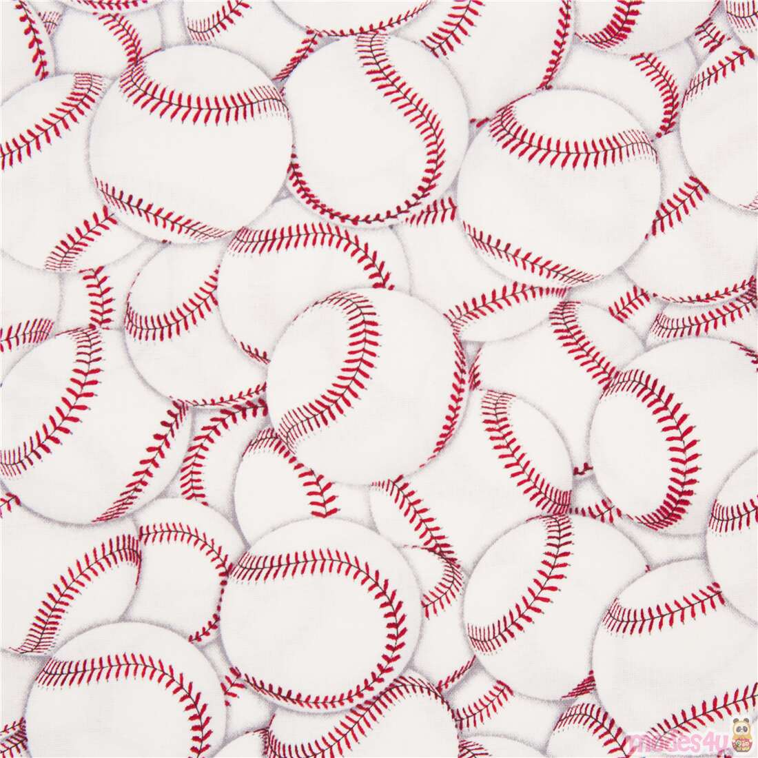 White Packed Baseballs Fabric