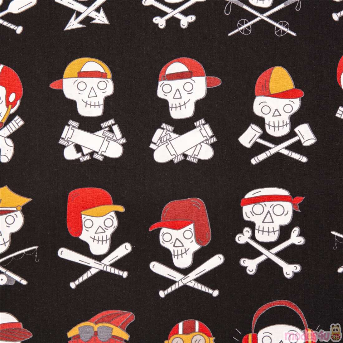 Sports Skulls Hat Crossbones Skateboard Baseball Fabric