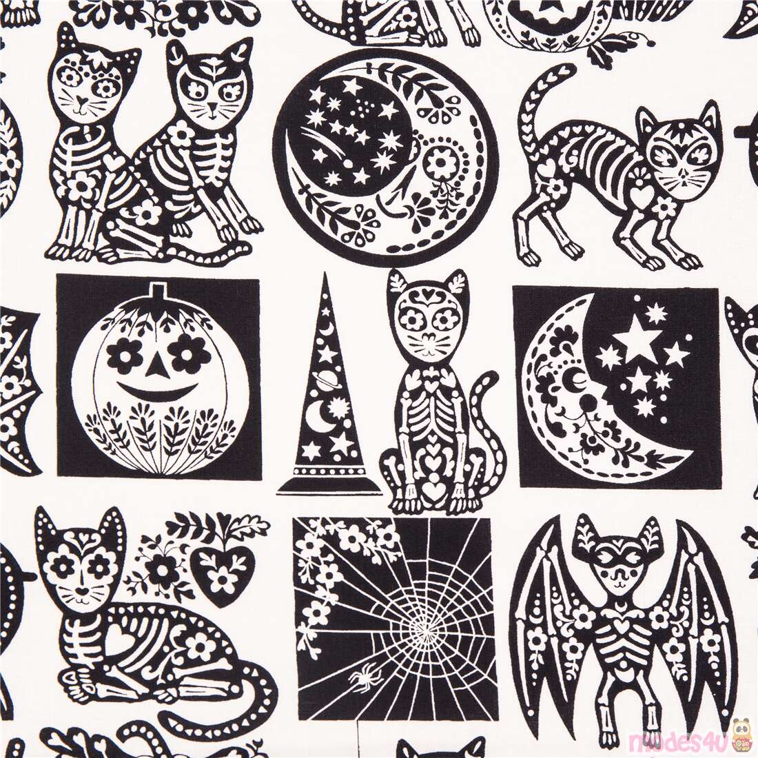 Silhouette Halloween Stamps Skeleton Cats Pumpkin Moon Fabric