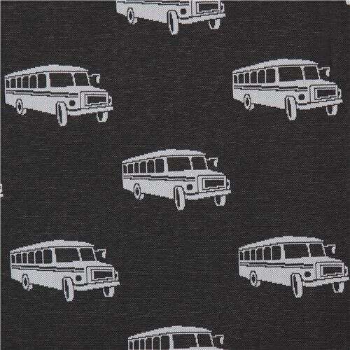 Jacquard Autobus Grigi Ripetuti Sparsi Neri Stretching Tessuto