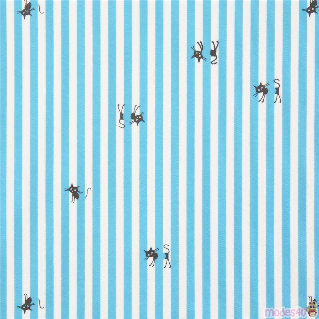 Little Black Cat Hiding Stripes Fabric