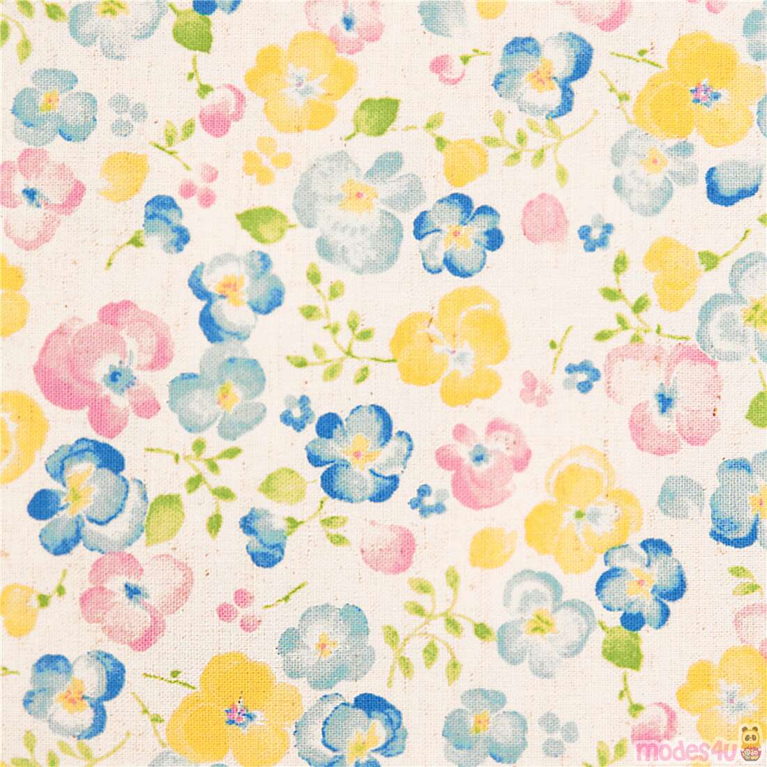 Cool Sweet Scandinavian Painterly Botanical Fabric