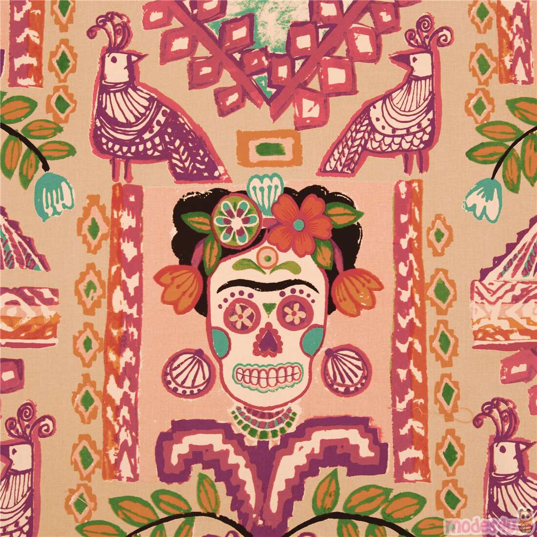 Folklorico Ikat De Polanco Frida Sugar Skull Fabric