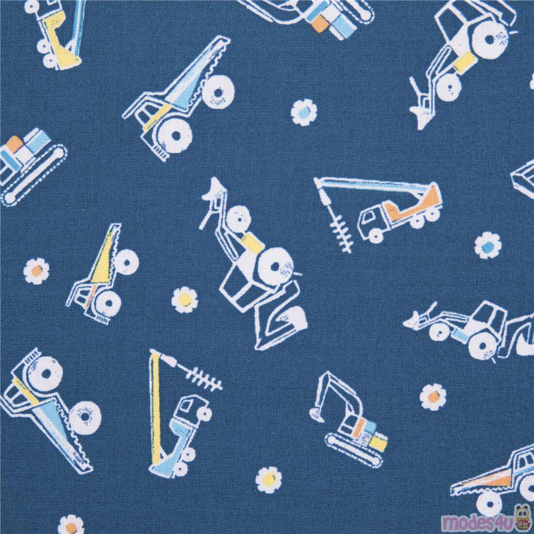 Get Loaded White Illustration Building Trucks Forklift Fabric