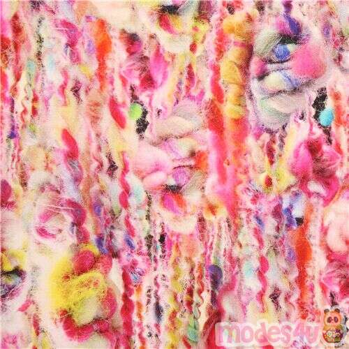 Abstract Fuzzy Wool Colourful Rainbow Fabric
