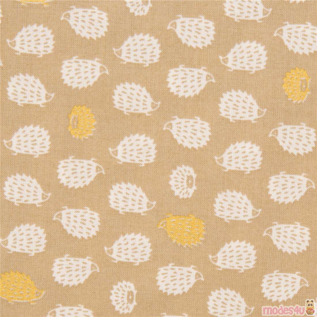 Cute Hedgehogs Gold Metallic Accents Fabric