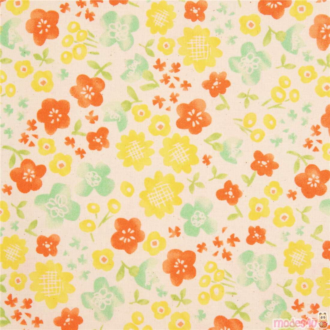 Japanese Simple Watercolour Scandinavian Style Flowers Fabric