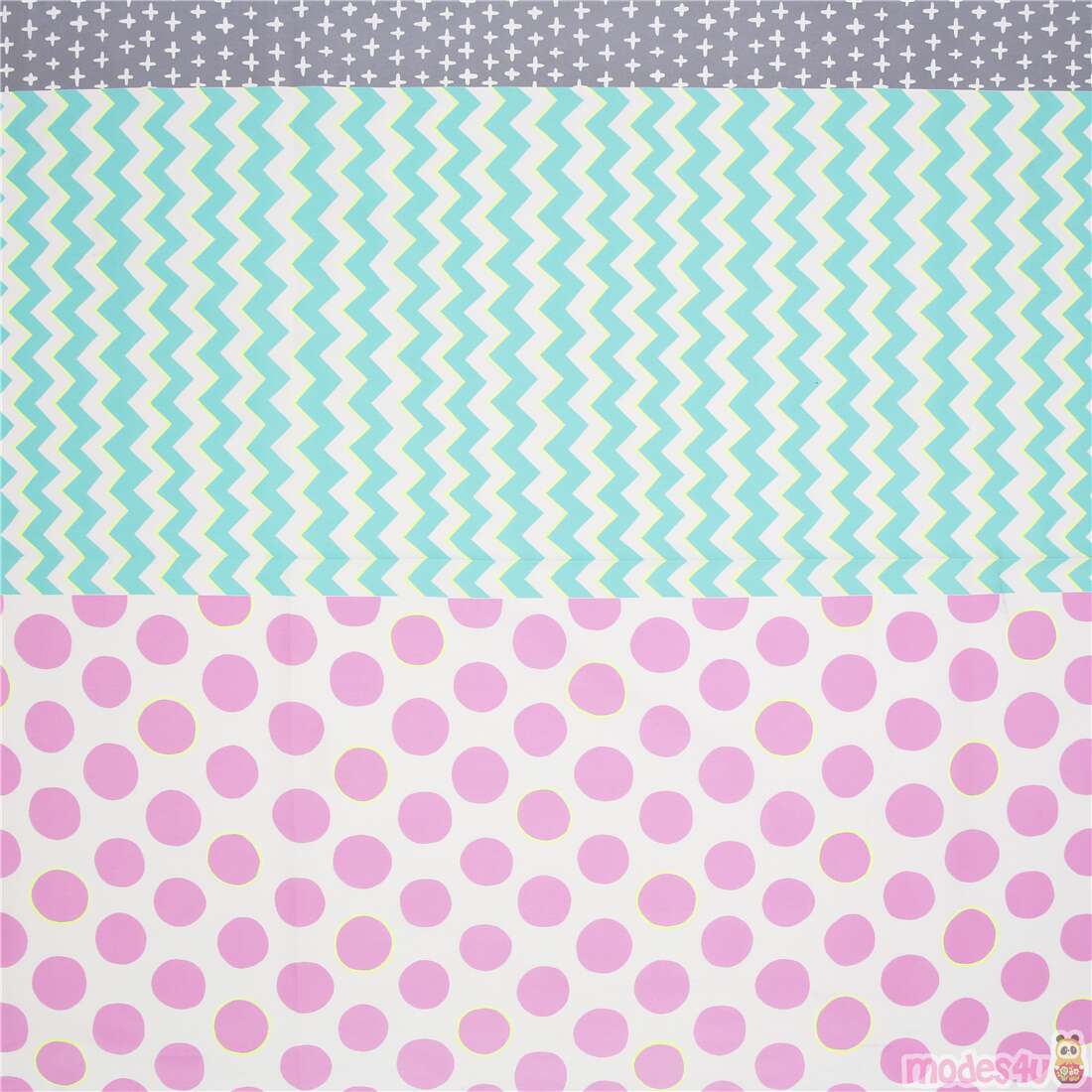 Large Vivid Dots Zigzag Stripes Fabric