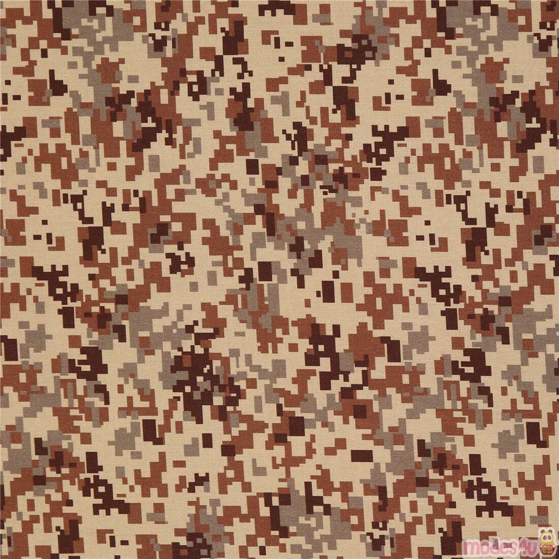 Digital Pixal Camouflage Khaki Army Fabric