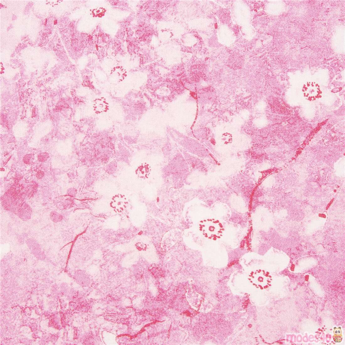 Impressionist Pink Floral Branches Fabric