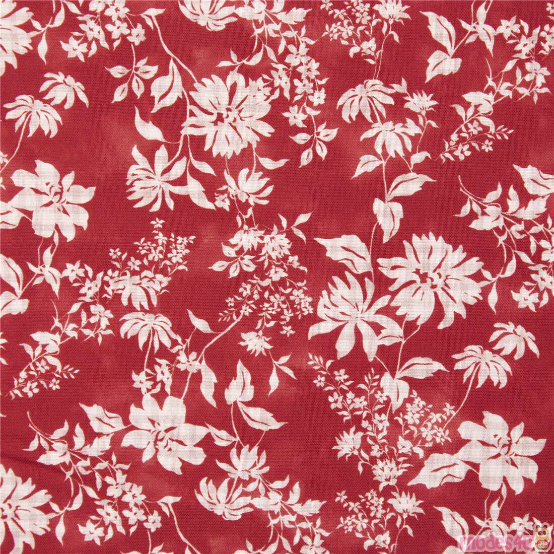 Repeating Rustic Floral Farmhouse Red Fabric