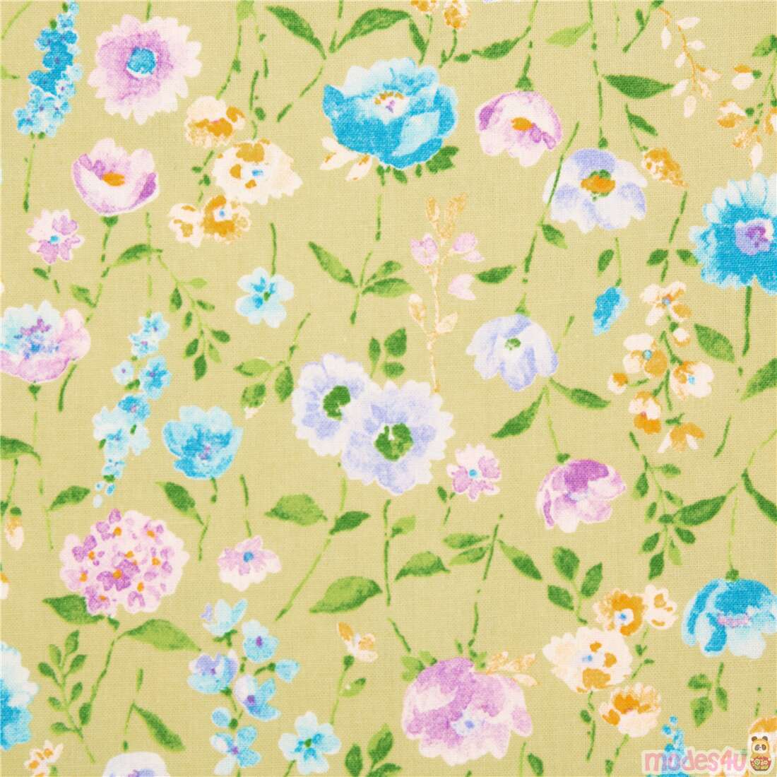 Watercolour Botanicals Small Large Flowers Fabric