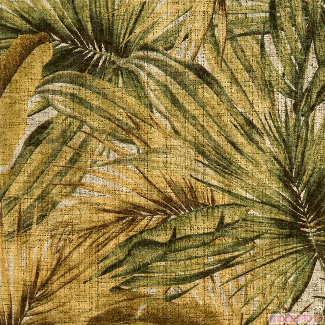 Textured Inky Painted Large Palm Leaves Fabric