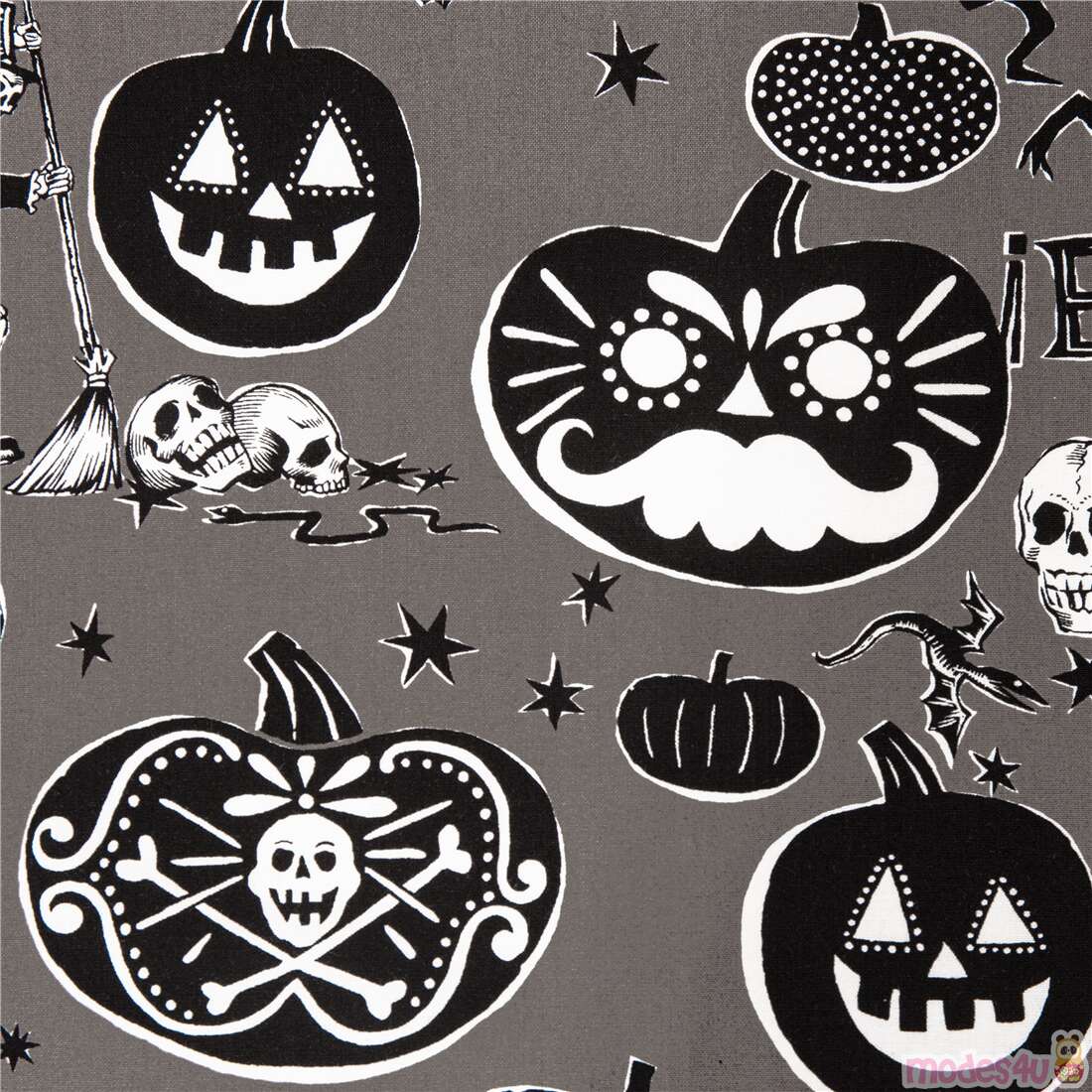 Haunted House Happy Halloween Pumpkins Fabric