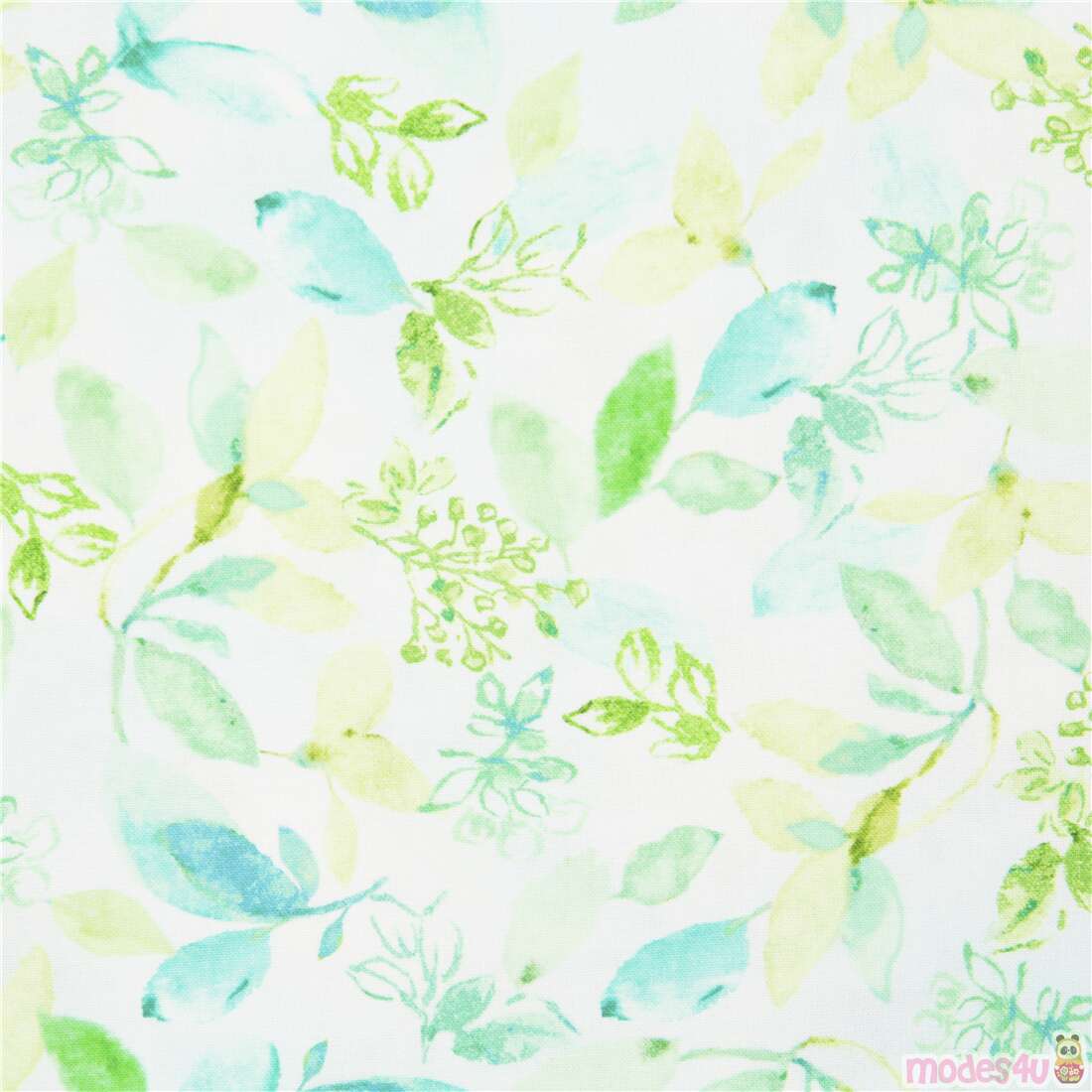 Spring Song Pale Flowers Blue Green Fabric
