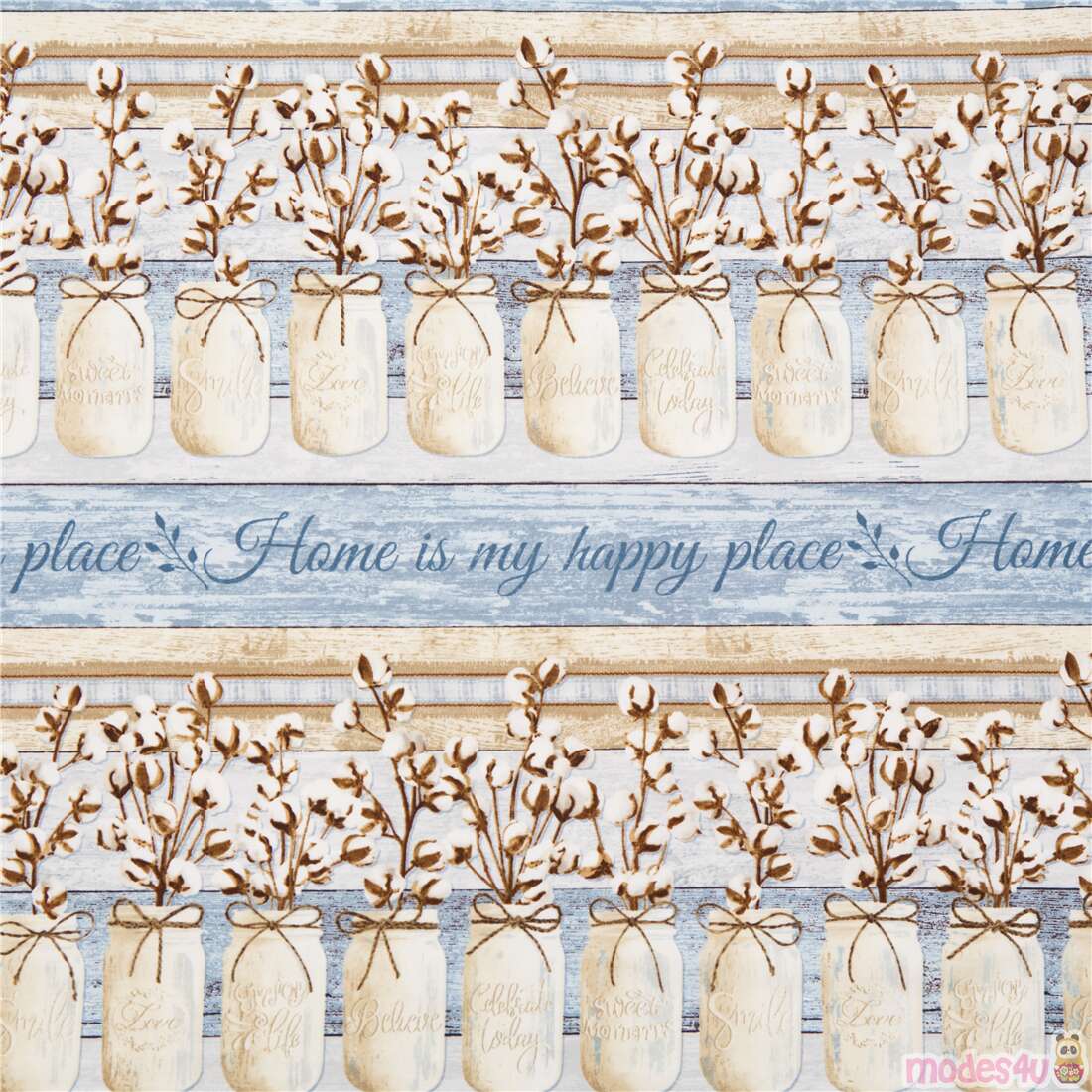 Home Is My Happy Place Jars Wood Panel Fabric