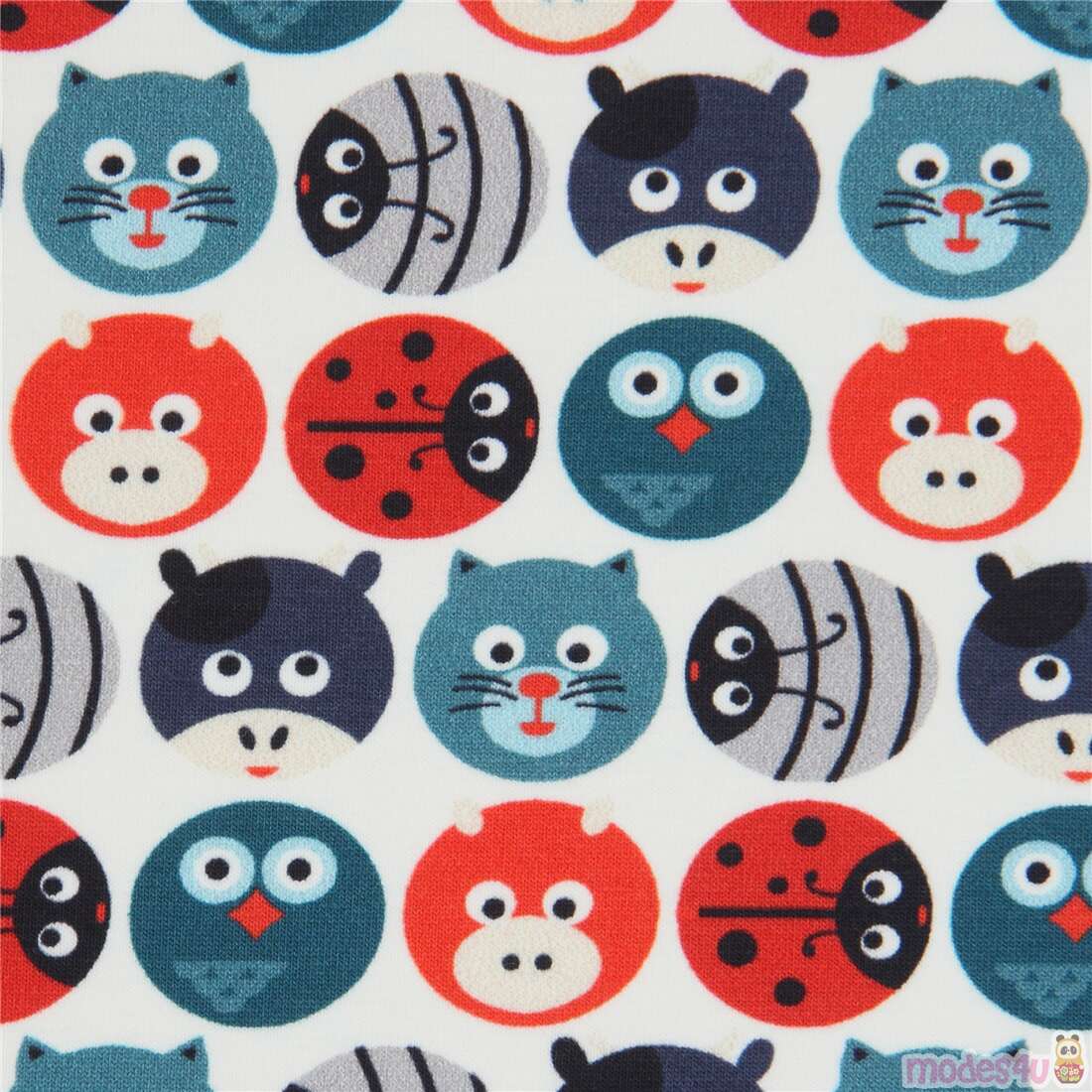 Adorables Visages D'animaux Sur Des Cercles Stretch Tissu