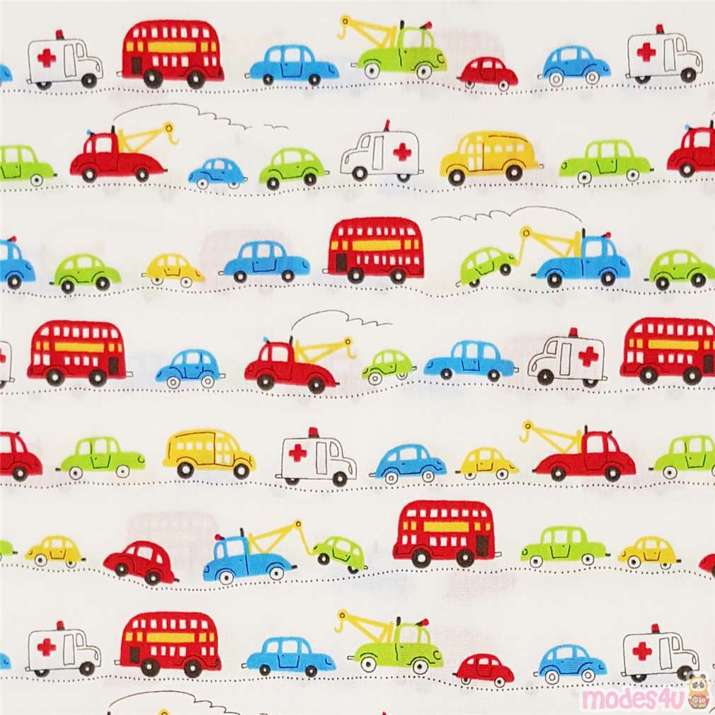 Cute Rows Colourful London Transport Fabric