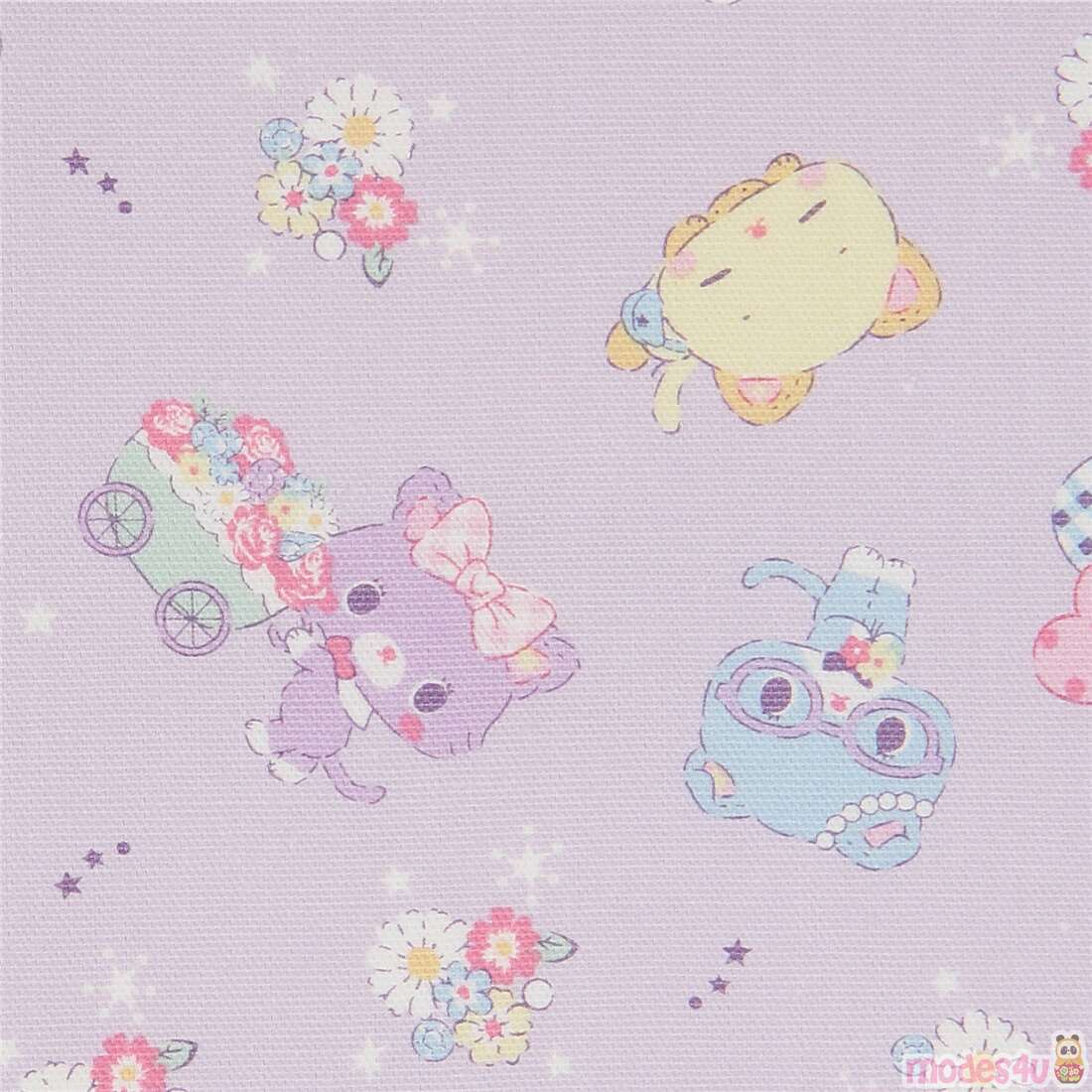 Mewkledreamy Floral Cat Friends Fabric