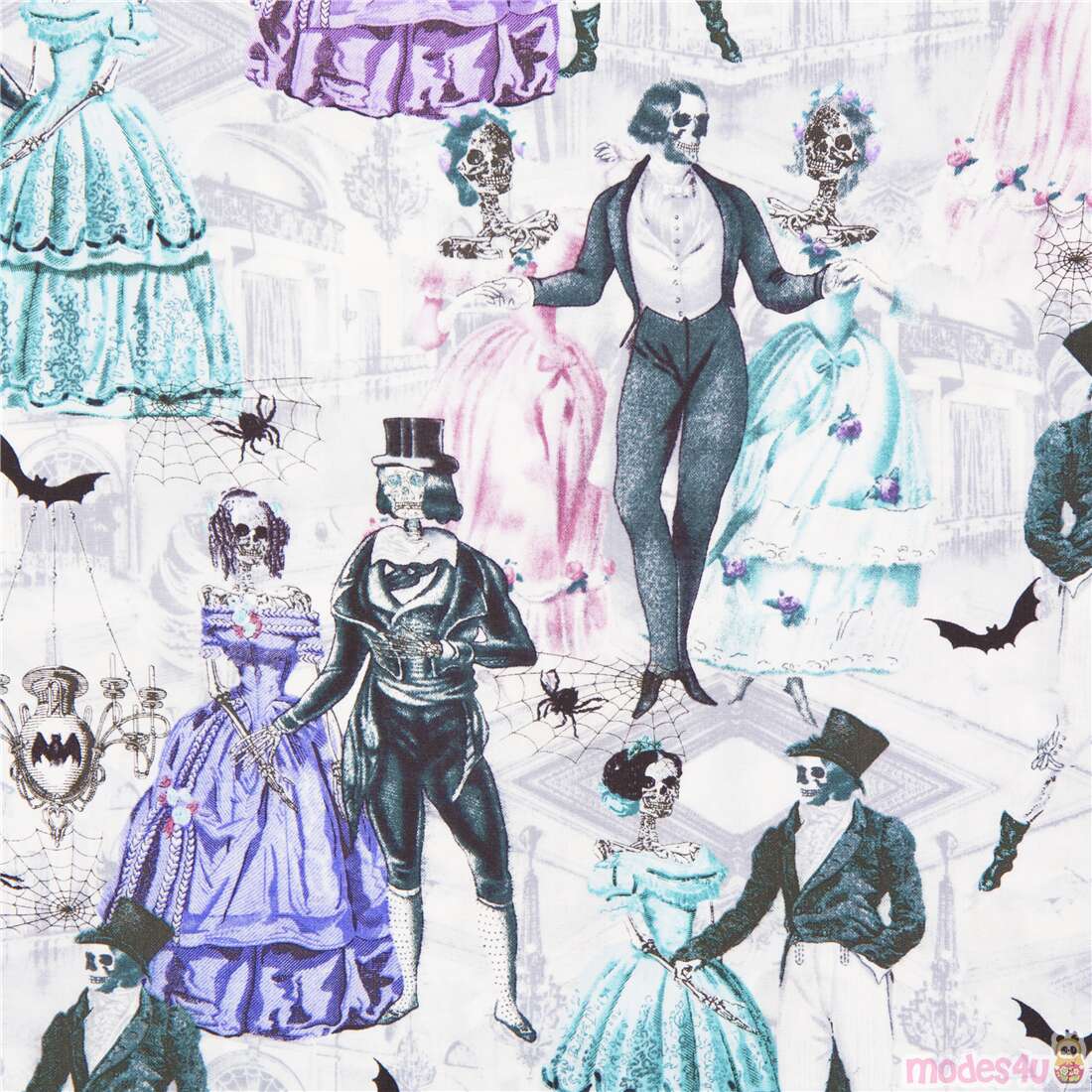 Last Dance Victorian Costume Skeletons at the Ball Fabric