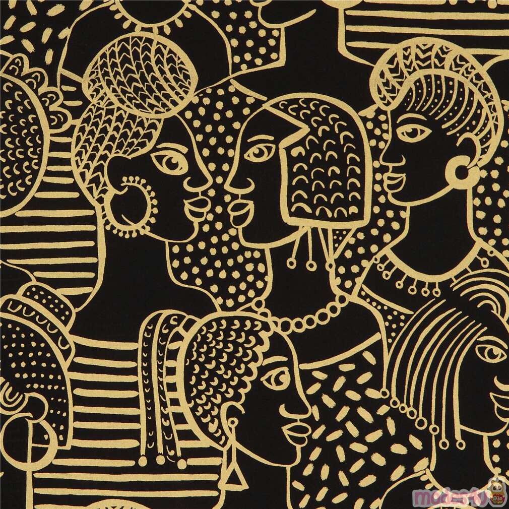 Golden Lady Side Profiles Fabric