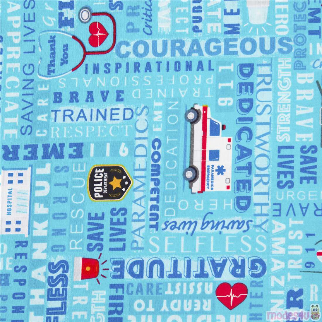 Everyday Heroes Healthcare Public Service Phrases Fabric