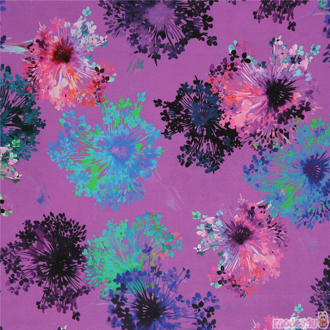 Wishwell Bright Flowers Purple Fabric