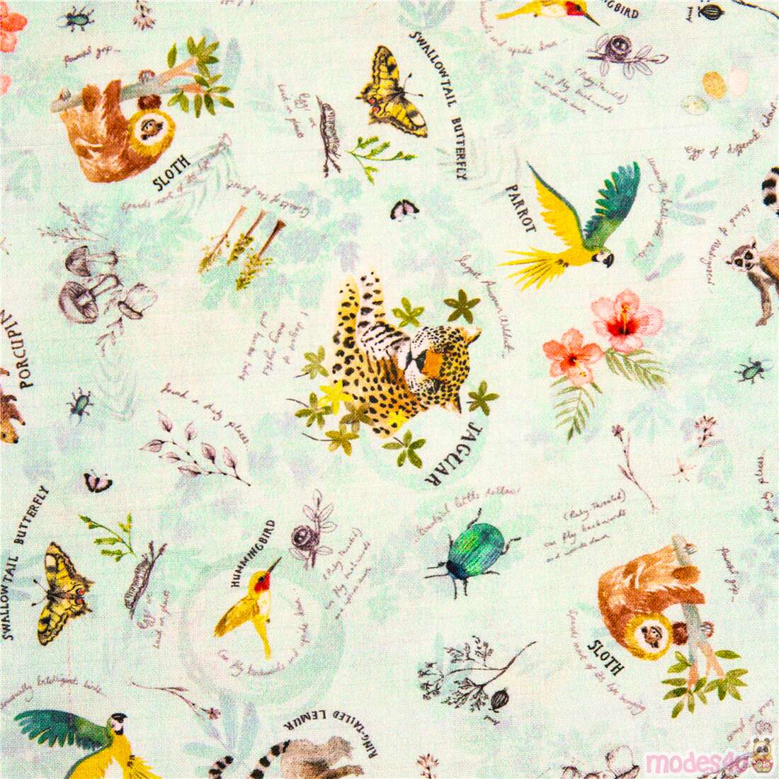 Wild Kingdom Explorer Animals Journaling Fabric