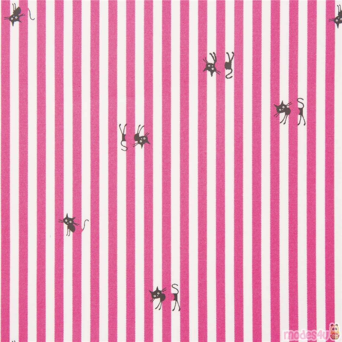 Little Black Cat Hiding Stripes Fabric